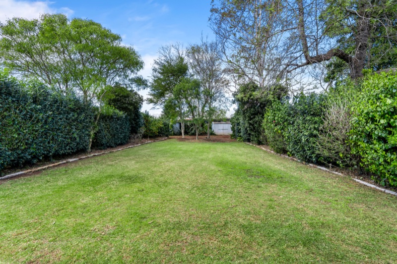 Rear lawn and hedges