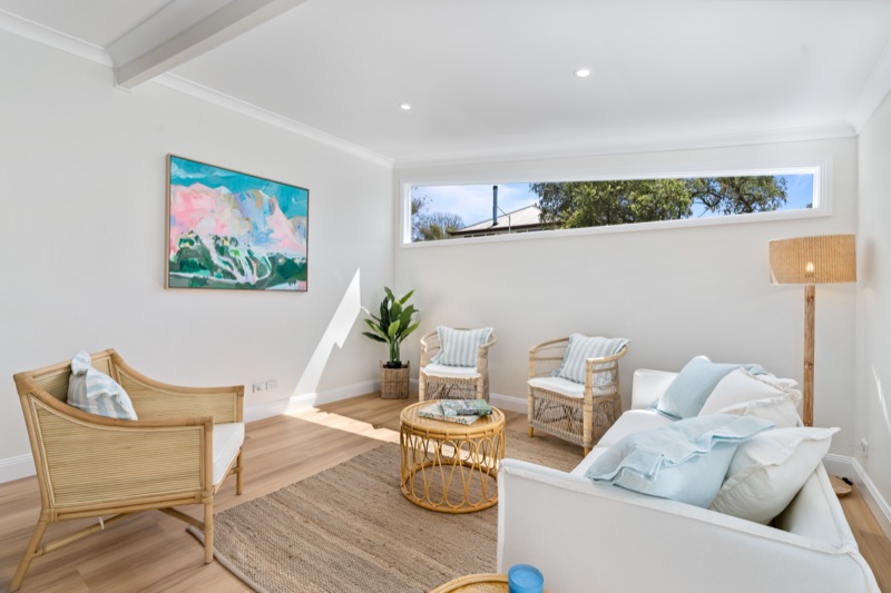 Front living room with VJ-lined walls