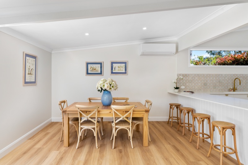 Dining and kitchen in the renovated living space