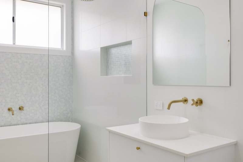 Bathroom vanity and bath